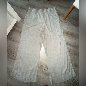 See Rose Go Light Green Striped Wide-Leg Pants
